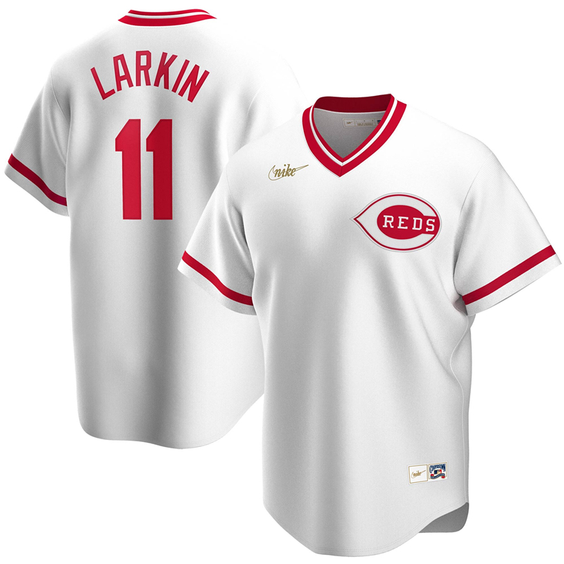 2020 MLB Men Cincinnati Reds #11 Barry Larkin Nike White Home Cooperstown Collection Player Jersey 1->cincinnati reds->MLB Jersey